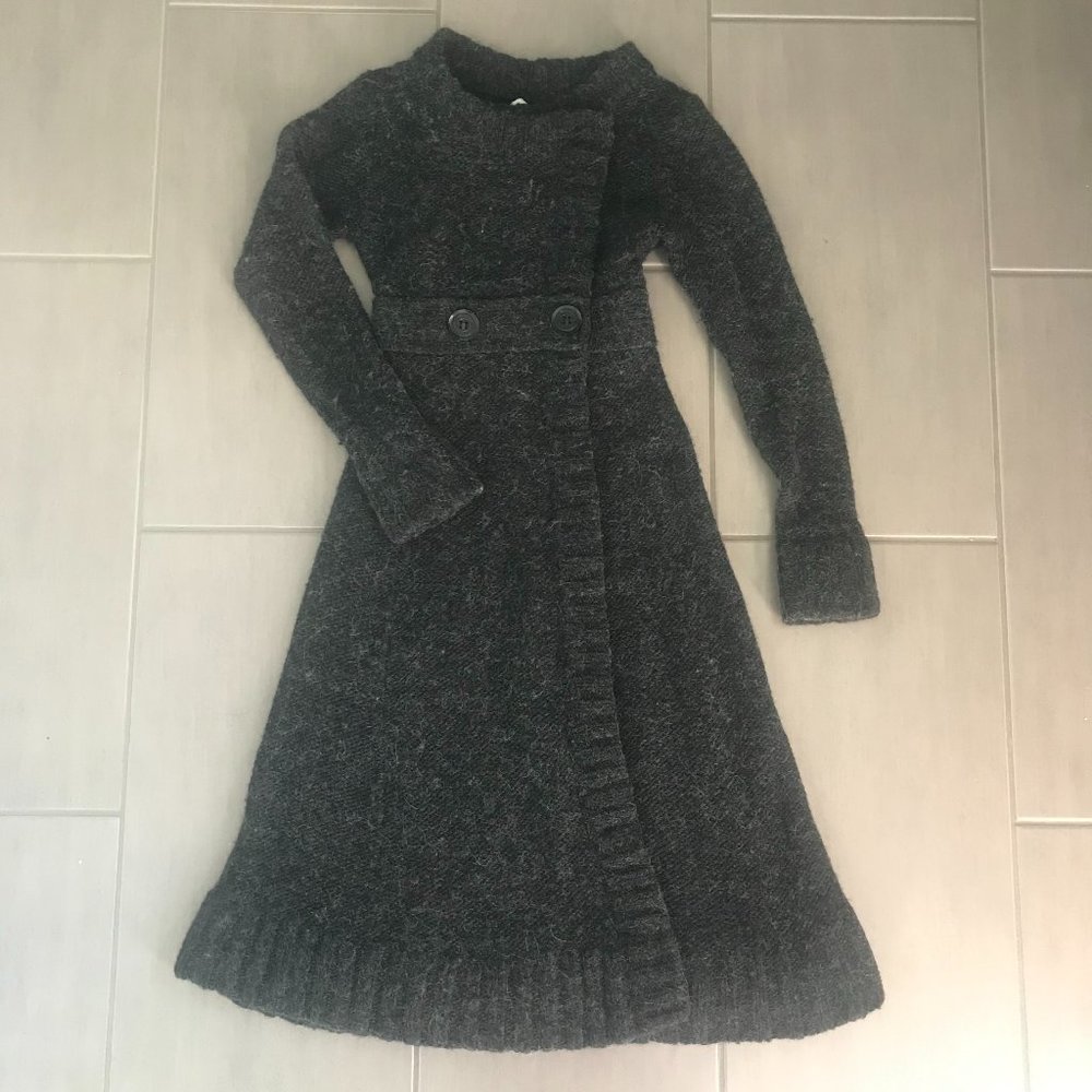 Designer Vintage Tracy Reese Grey Maxi Sweater Coat Size M